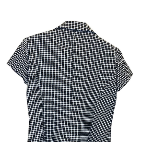 Sweet Suit Black White Checkered Peplum Blouse Top Jacket Collared Retro Chic 12 - Picture 4 of 11